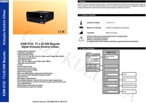 Alternative view of Emko ESM 3722 SSR Çıkışlı Kuluçka Kontrol Cihazı + Nem Probu