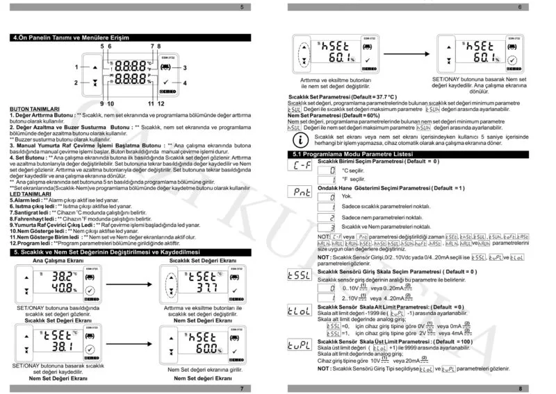 Emko ESM 3722 SSR Çıkışlı Kuluçka Kontrol Cihazı + Nem Probu - Görsel 5