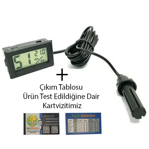 Dijital Isı Nem Ölçer Problu Kuluçka Nem Higrometre Termometre + Pili Thr151