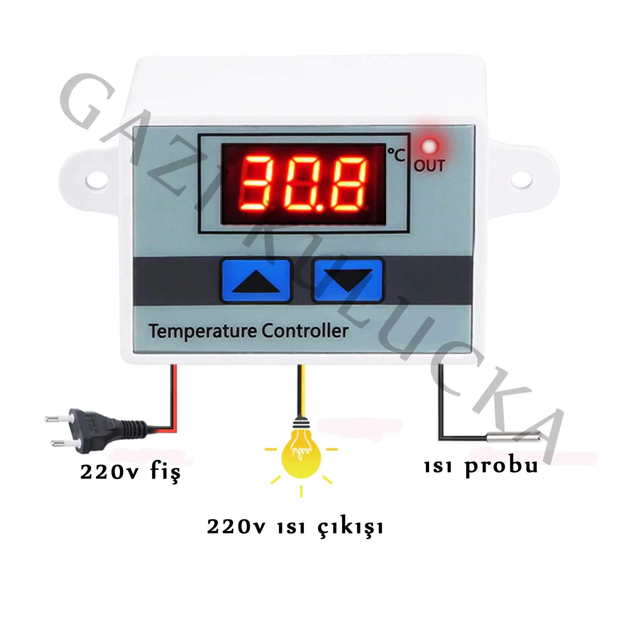 Dijital Termostat AC 220V Dijital Isı Kontrol Aleti Isı Sensörü XH-W3001 - Görsel 5