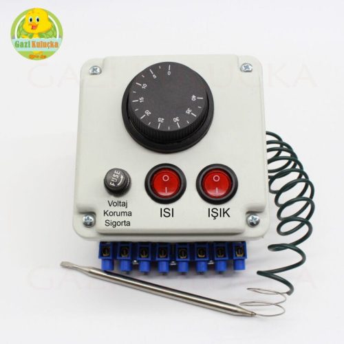 Civciv Ana Kucağı Büyütme Kafesi 2 Düğmeli Sigortalı Korumalı Manuel Isı Termostatı