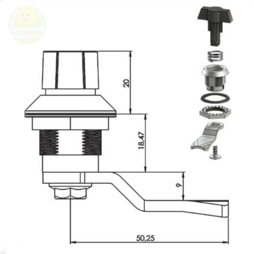 Alternative view of Yaylı Çelik Dilli Plastik Kelebek Kabin Karavan Pano Kapı Kilidi