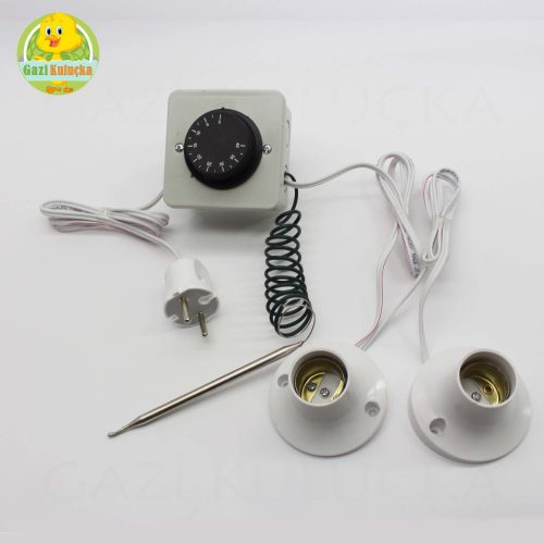 Alternative view of Termostat Kontrollü Sabit 2 Duyu Seti Civciv Kafes Kümes Kulübe Isıtma Sistemi