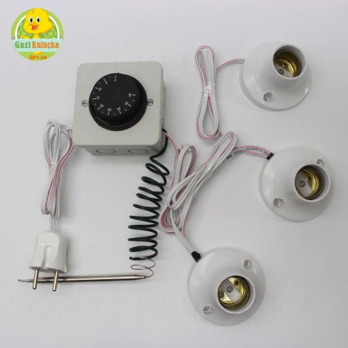 Alternative view of Termostat Kontrollü Sabit 3 Duyu Seti Civciv Kafes Kümes Kulübe Isıtma Sistemi