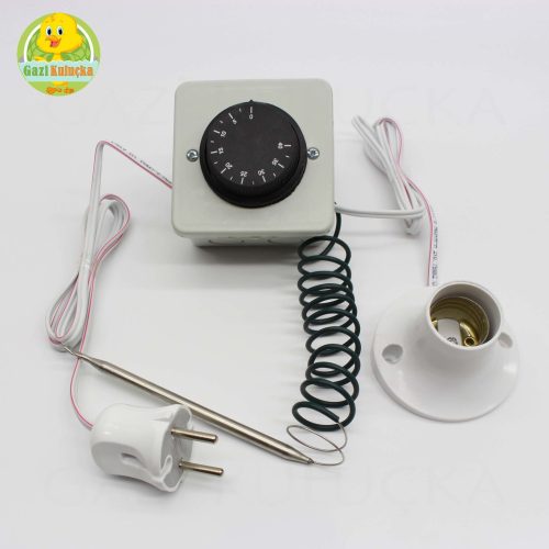 Termostat Kontrollü Sabit Tek Duyu Seti Civciv Kafes Kümes Kulübe Isıtma Sistemi