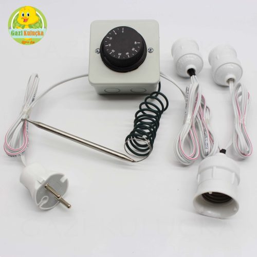 Termostat Kontrollü Sarkan 3 Duyu Seti Hayvan Civciv Kafes Isıtma Sistemi