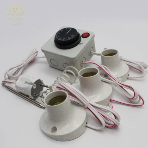 Termostat Kontrollü Düğmeli Yanan 1 Lamba Çıkışlı 2 Sabit Duyu Seti Hayvan Kümes Kulübe Isıtma Sistemi Ana Kucağı