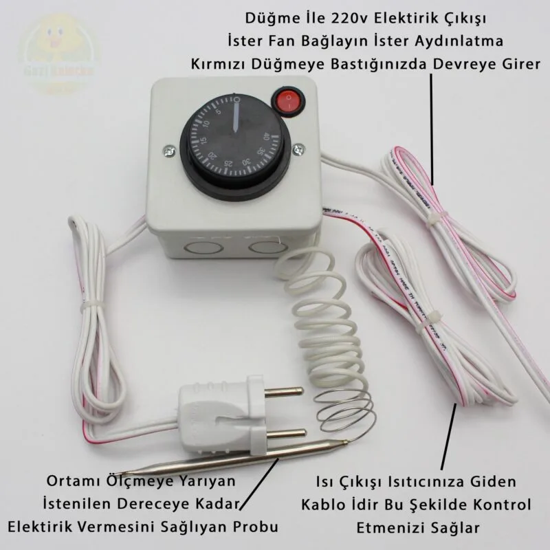 Termostat Isıtma Kontrollü Düğme İle Yanan Lamba Çıkışlı Hayvan Kümes Kulübe Isıtma Ana Kucağı - Görsel 2
