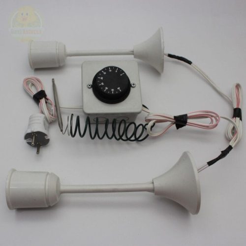 Termostat Kontrollü Uzun 2 Seramik Duyu Seti Civciv Hayvan Kafes Kümes Isıtma Sistemi