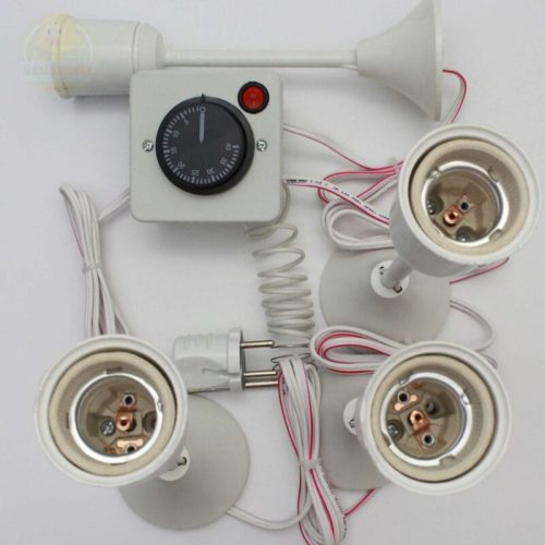 Termostat Kontrollü Düğmeli Yanan 1 Lamba Çıkışlı 3 Uzun Duyu Seti Hayvan Kuş Isıtma Sistemi