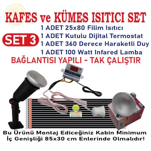 Kafes Ve Kümes Civciv Isıtıcı Seti Tak Çalıştır Hazır Sistem Set-3