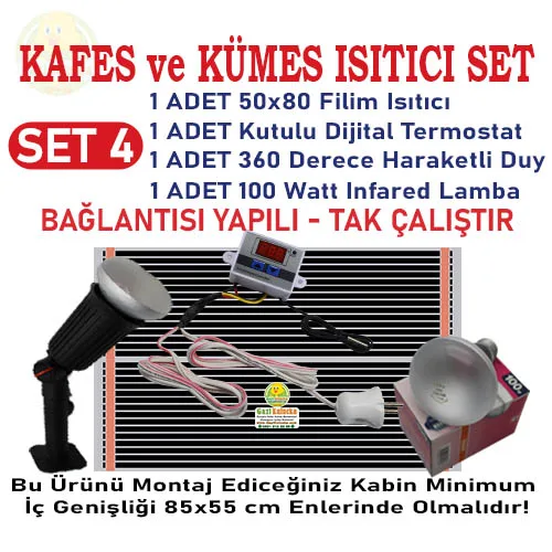 Kafes Ve Kümes Civciv Isıtıcı Seti Tak Çalıştır Hazır Sistem Set-4