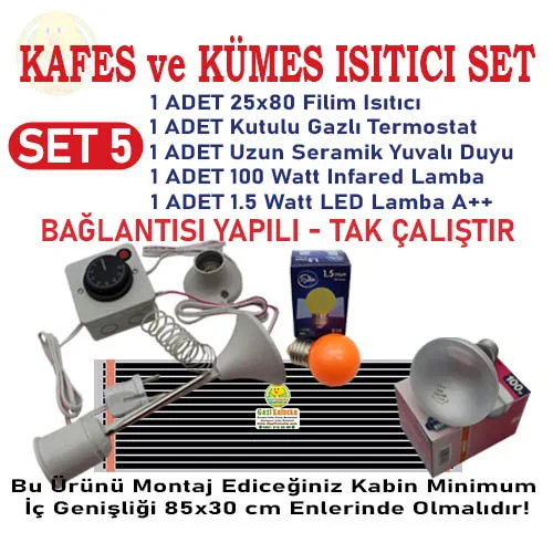 Kafes Ve Kümes Civciv Isıtıcı Seti Tak Çalıştır Hazır Sistem Set-5