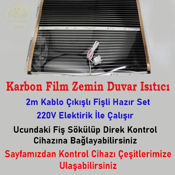 Karbon Isıtıcı Film 150x80 Cm Hazır Kablo Fişli Kafes Kümes Zemin Ayak Isıtıcı - Görsel 3