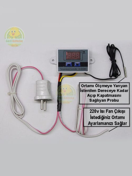 Alternative view of Dijital Termostat Kullanıma Hazır Kablolu Fişli Isı Kontrol Cihazı W3001