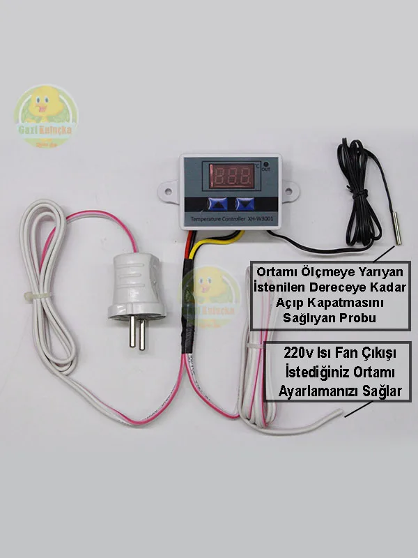 Dijital Termostat Kullanıma Hazır 3 Sarkan Kablolu Fişli Isı Kontrol Cihazı W3001 - Görsel 2